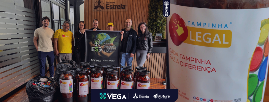 108 quilos de solidariedade: colaboradores do Grupo Vega contribuem para o Projeto Tampinha Legal da ADAU